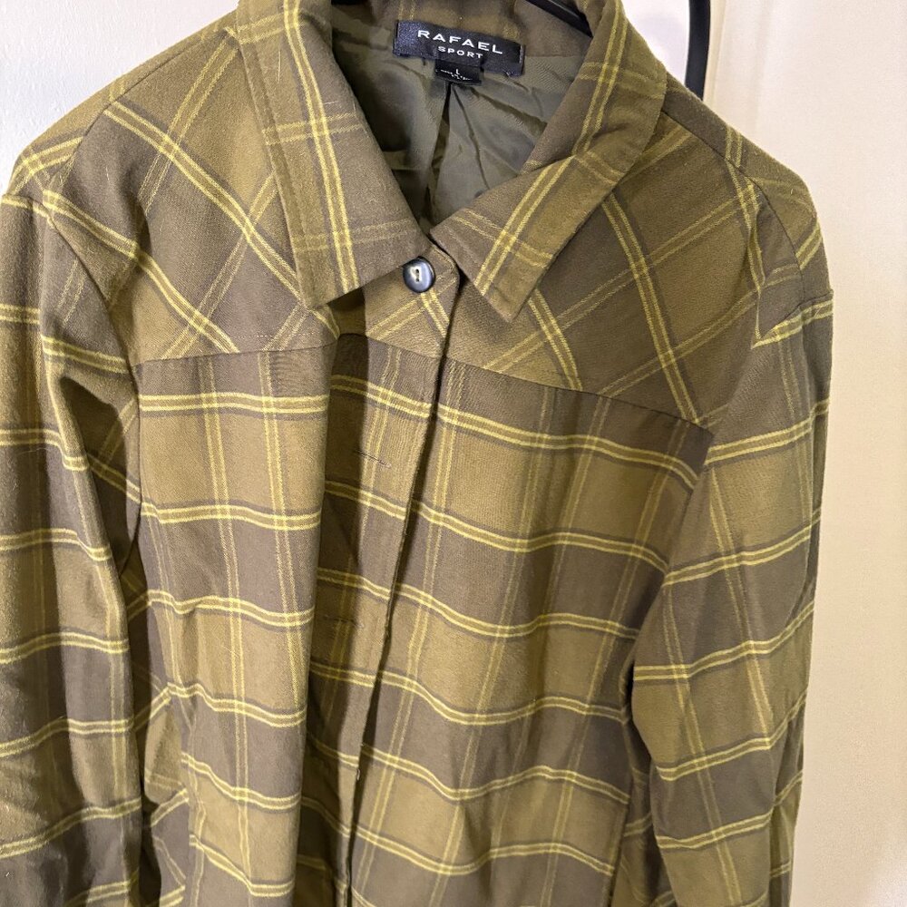 Rafael blazer/jacket with cool buttons plaid green and yellow